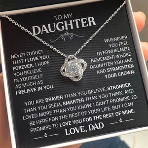 NEW To My Daughter - Believe In Yourself - Love Knot Necklace